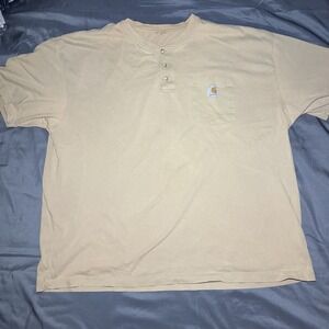 Carhartt Original Fit Pocket T Shirt Beige Button Up Workwear Unknown Size